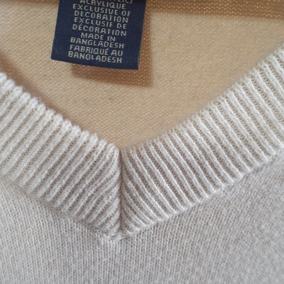 Men's XL Beige U.S. Polo Assn V Neck Long Sleeve Sweater - Picture 9 of 11